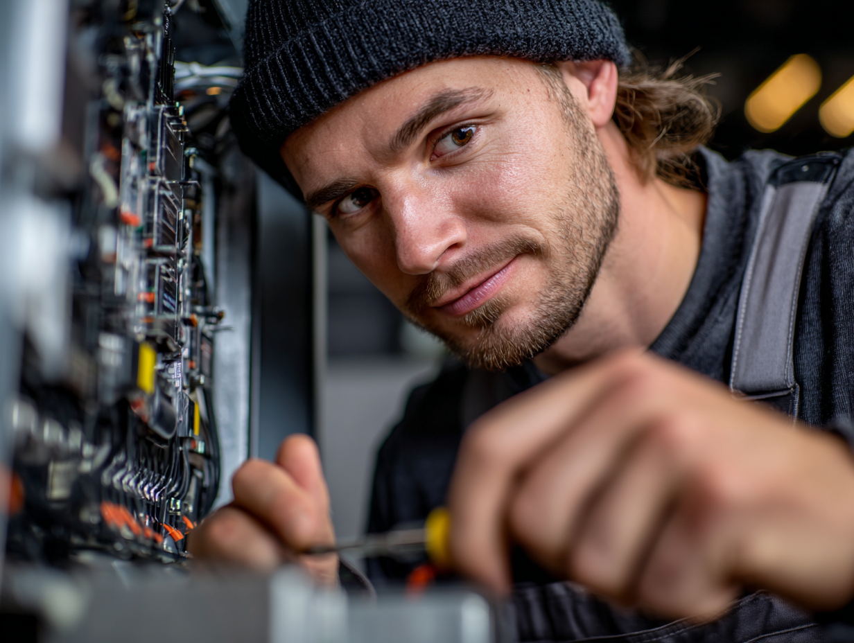 Craftsperson assembling wood components